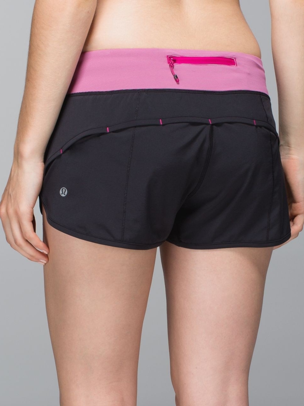 lululemon athletica Women’s Black Running Shorts with Pink Waistband